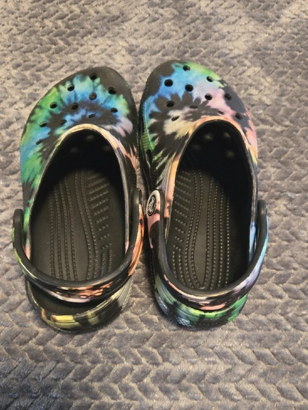 CROCS Kids Tie-Dye Classic Clog in Green, Blue, Pink and Black